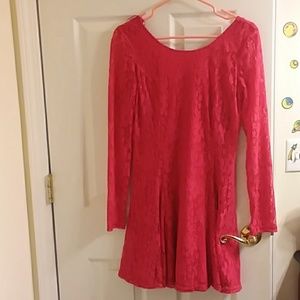 Red lace long sleeve dress